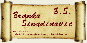 Branko Sinadinović vizit kartica